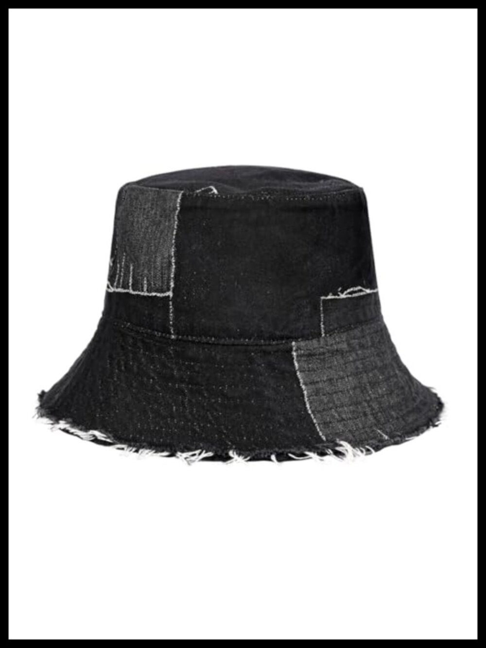 Womens Denim Patchwork Bucket Hat Wide Brim Sun Hat Beach Fishing Festival